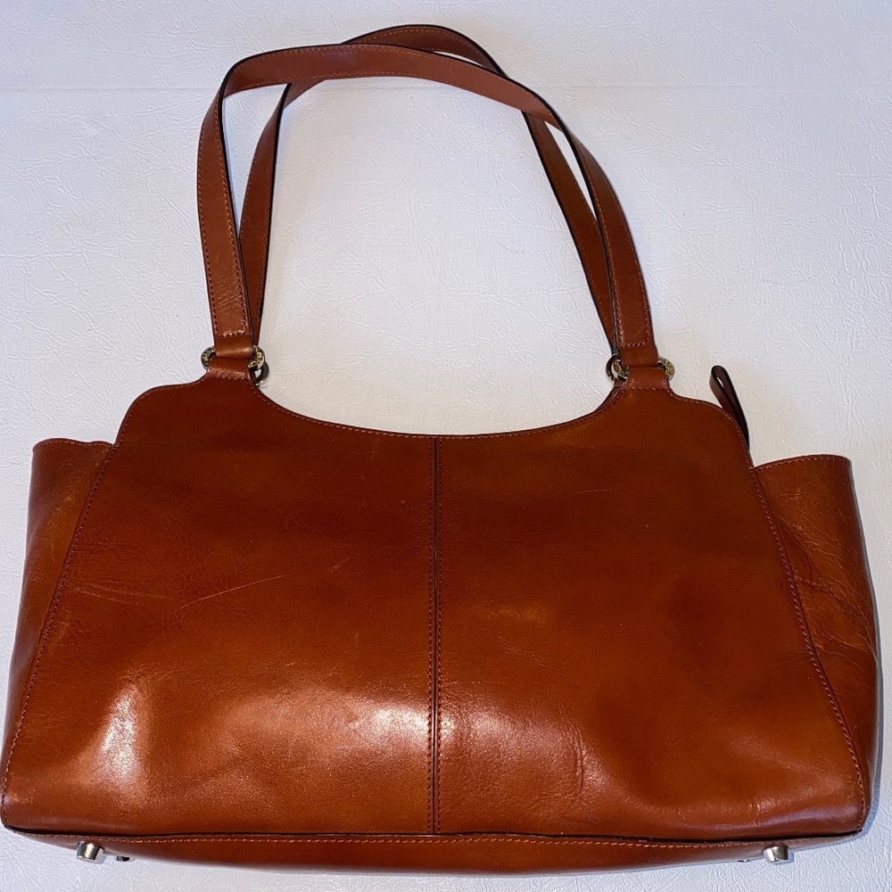 Vintage Monsac Medium Brown Leather Handbag with Silver Hardware